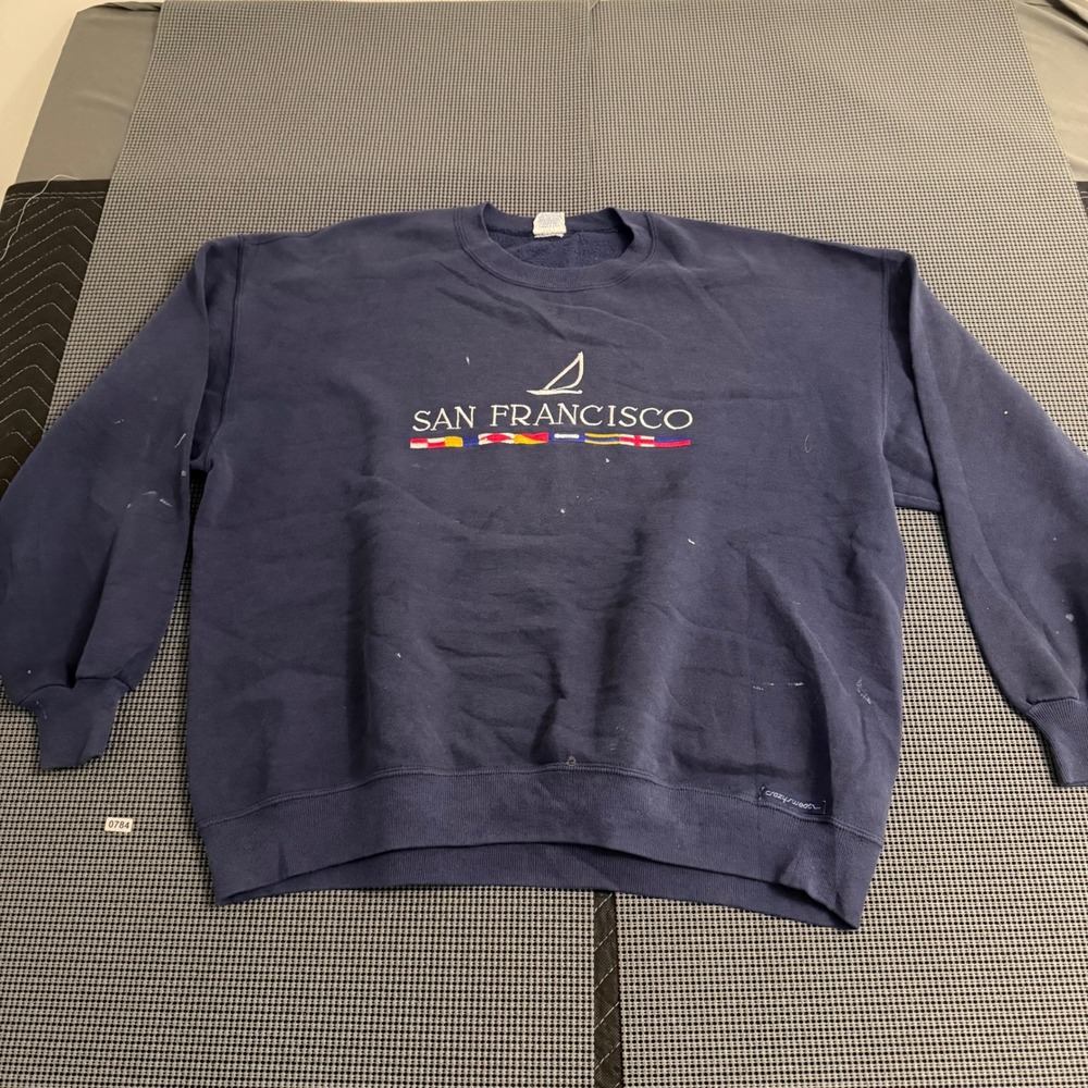 Vintage Crazy Shirts Hawaii San Francisco Sweatshirt Navy Blue XXL Nautical Men